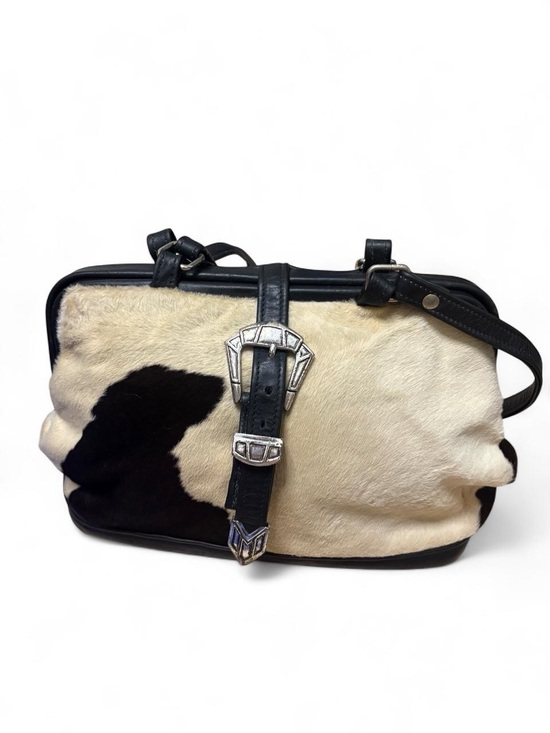 None Handbags - Cowhide Leather Crossbody Bag with Silver Buckle